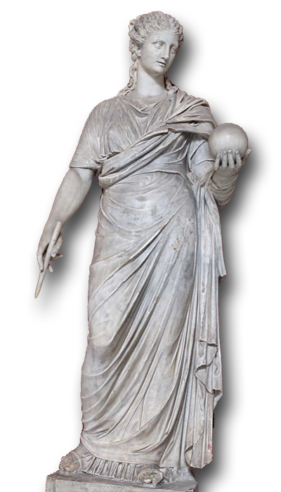 Urania, musa dell'astronomia e della geometria nella mitologia greca. Figlia di Zeus e Mnemosine.